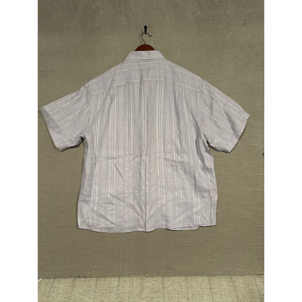 Tommy Bahama Shirt Mens Large Purple Linen Short Sleeve‎ Button Up Resort Camp - Picture 5 of 6